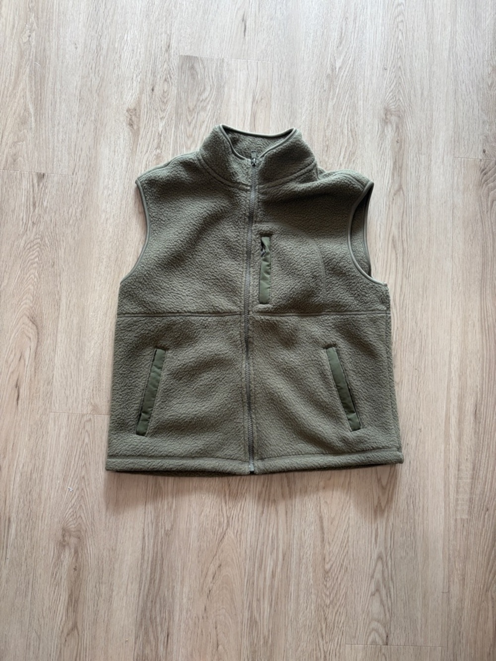 Men's Olive Fleece Vest - Lightweight Layering